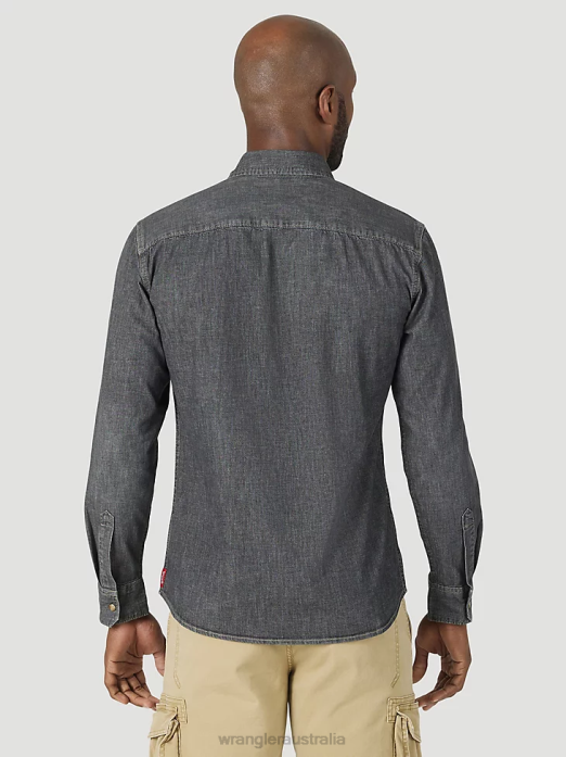 20X Competition Advanced Comfort Long Sleeve Western Snap Print Shirt Men Wrangler RHXV481 Clothing Azul Blue (112324833)