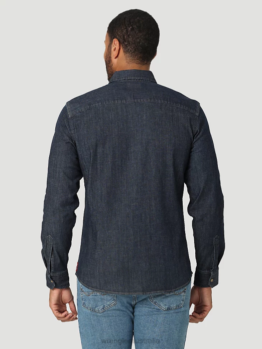 20X Competition Advanced Comfort Long Sleeve Western Snap Print Shirt Men Wrangler RHXV481 Clothing Azul Blue (112324833)