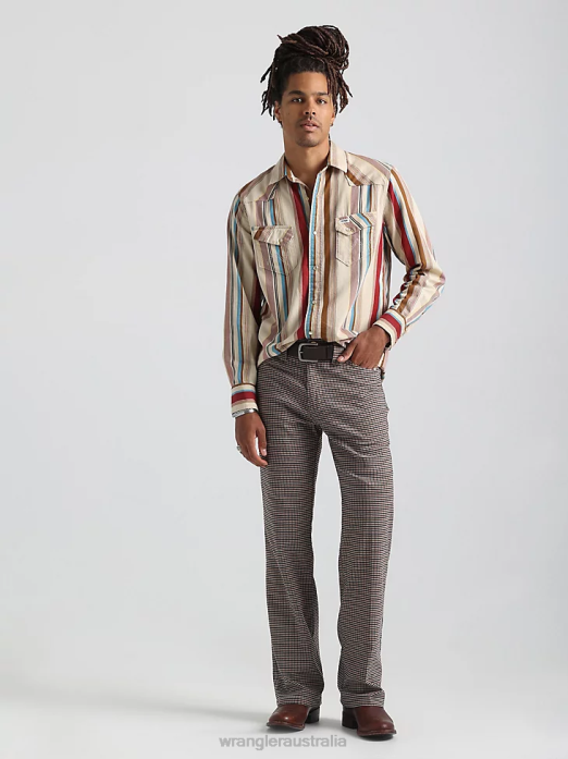 20X Competition Advanced Comfort Long Sleeve Western Snap Print Shirt Men Wrangler RHXV481 Clothing Azul Blue (112324833)