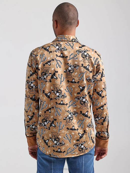 20X Competition Advanced Comfort Long Sleeve Western Snap Print Shirt Men Wrangler RHXV481 Clothing Azul Blue (112324833)