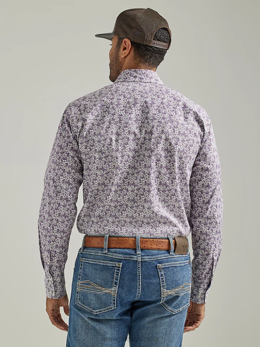20X Competition Advanced Comfort Long Sleeve Western Snap Print Shirt Men Wrangler RHXV487 Clothing Purple Grape Paisley (112327808)