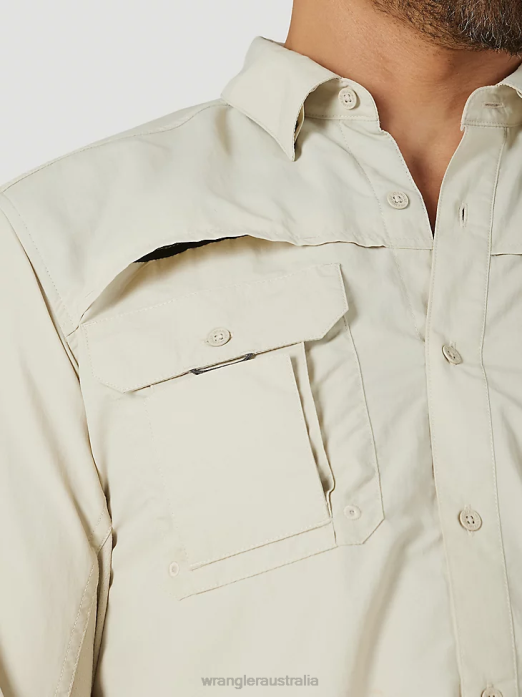 ATG Angler Long Sleeve Shirt Men Wrangler RHXV340 Clothing Pelican (10NSB75PN)