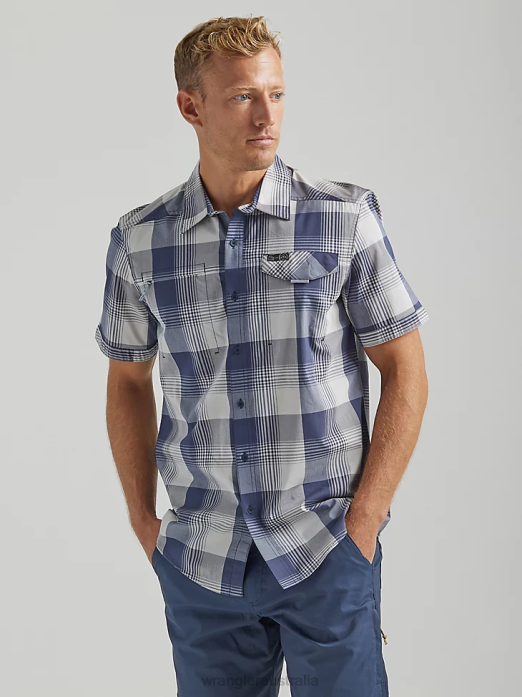 ATG Asymmetrical Zip Pocket Plaid Shirt Men Wrangler RHXV321 Clothing Mist (112333854)