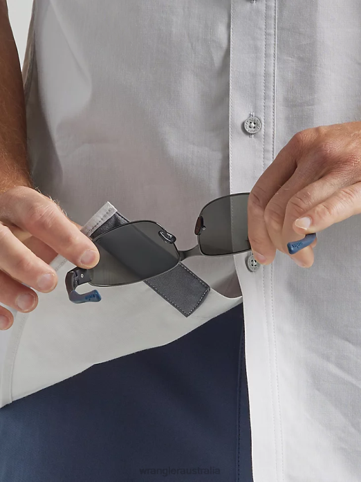 ATG Asymmetrical Zip Pocket Shirt Men Wrangler RHXV328 Clothing Mist (112333905)