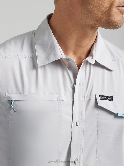 ATG Asymmetrical Zip Pocket Shirt Men Wrangler RHXV328 Clothing Mist (112333905)