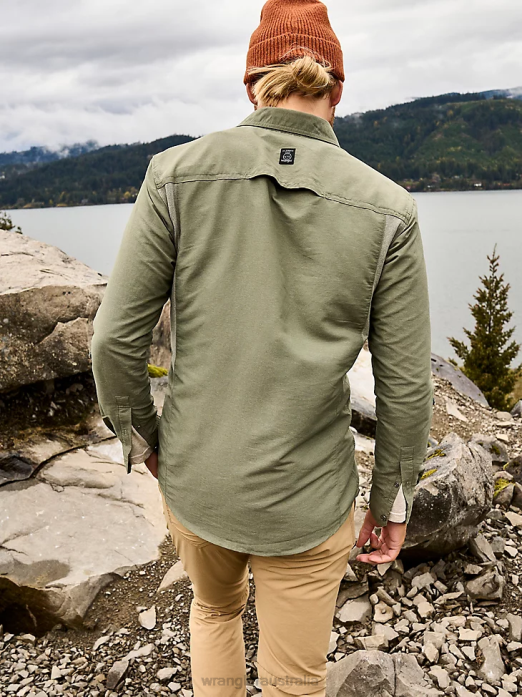 ATG Mix Material Shirt Men Wrangler RHXV377 Clothing Dusty Olive (NSB89DV)