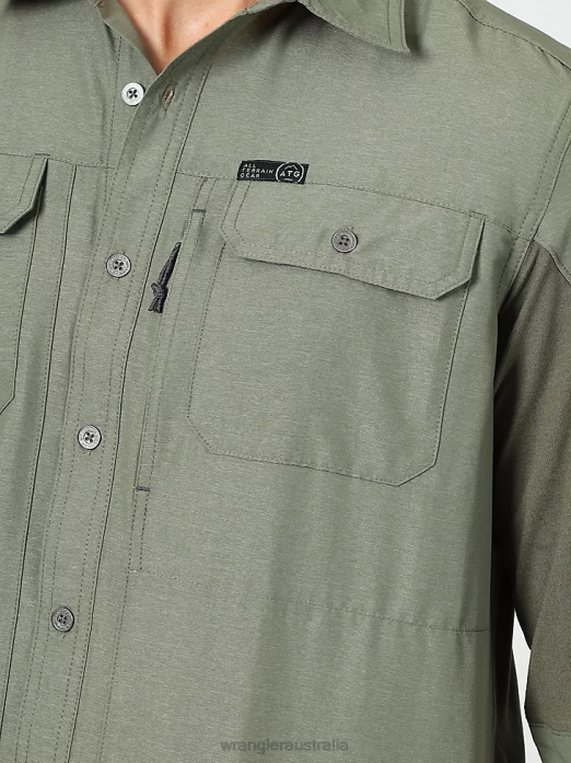 ATG Mix Material Shirt Men Wrangler RHXV377 Clothing Dusty Olive (NSB89DV)