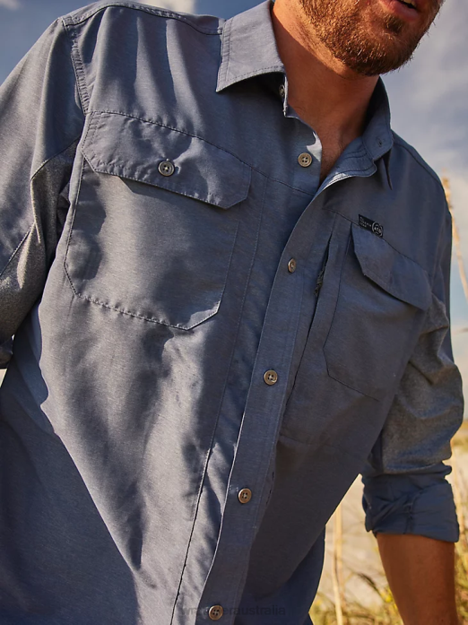 ATG Mix Material Shirt Men Wrangler RHXV378 Clothing Vintage Indigo (NSB89VN)