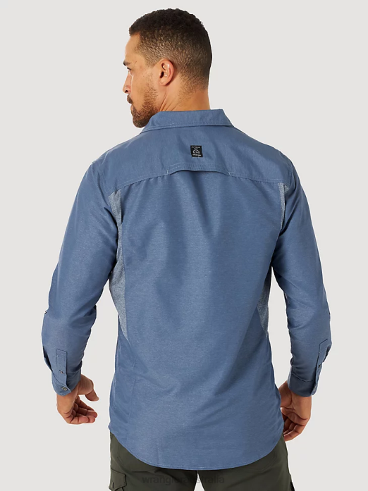 ATG Mix Material Shirt Men Wrangler RHXV378 Clothing Vintage Indigo (NSB89VN)