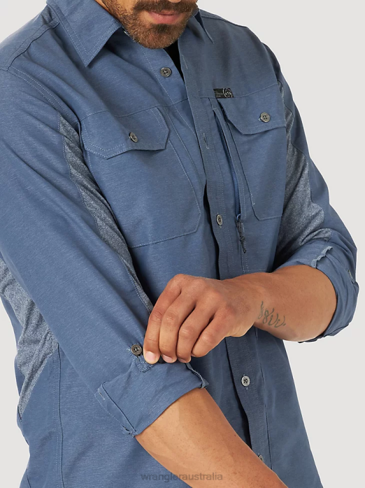 ATG Mix Material Shirt Men Wrangler RHXV378 Clothing Vintage Indigo (NSB89VN)