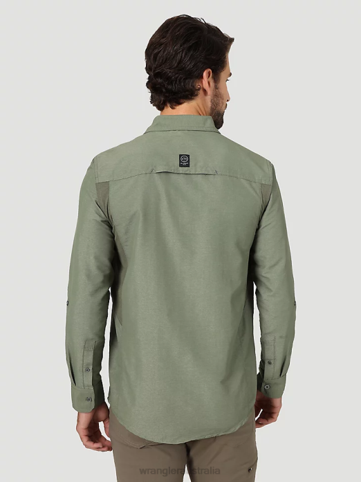 ATG Mix Material Shirt Men Wrangler RHXV635 Clothing Dusty Olive (NSB89DV)