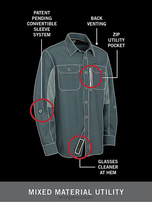 ATG Mix Material Shirt Men Wrangler RHXV635 Clothing Dusty Olive (NSB89DV)