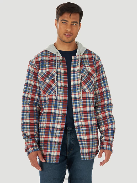 Authentics Quilted Flannel Shirt Jacket Men Wrangler RHXV391 Clothing Blue (ZHEEPAO)