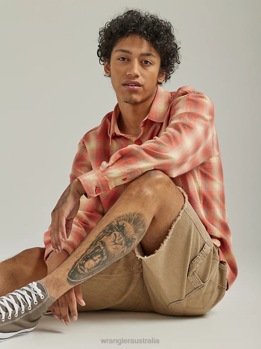 Authentics Quilted Flannel Shirt Jacket Men Wrangler RHXV391 Clothing Blue (ZHEEPAO)