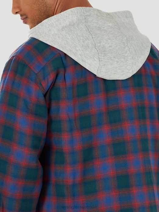 Authentics Quilted Flannel Shirt Jacket Men Wrangler RHXV392 Clothing Blue/Red (ZHEEPAB)