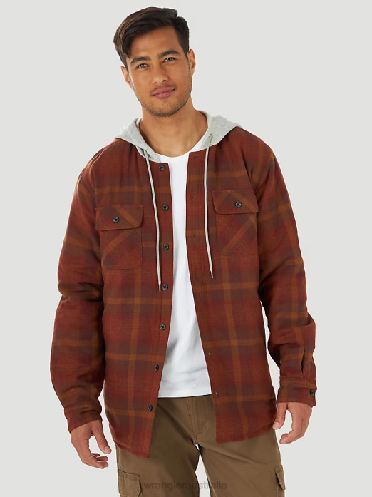 Authentics Quilted Flannel Shirt Jacket Men Wrangler RHXV393 Clothing Red (ZHEEPAE)