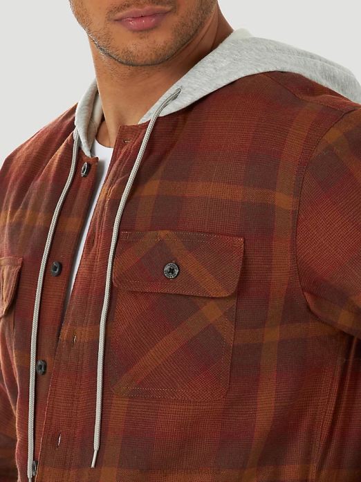 Authentics Quilted Flannel Shirt Jacket Men Wrangler RHXV393 Clothing Red (ZHEEPAE)