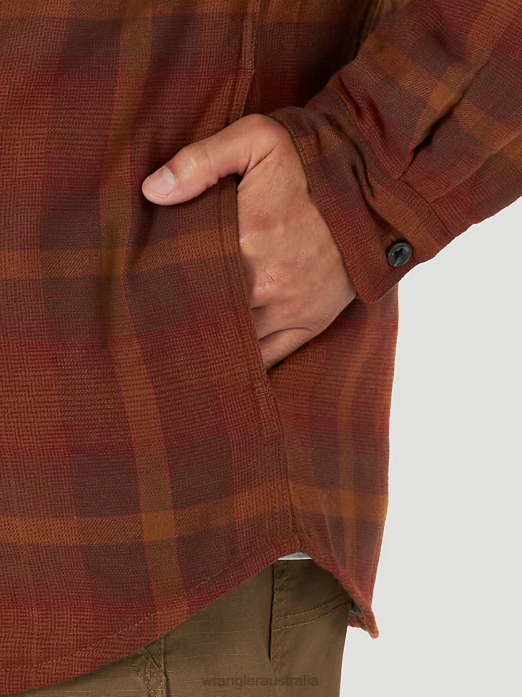 Authentics Quilted Flannel Shirt Jacket Men Wrangler RHXV393 Clothing Red (ZHEEPAE)