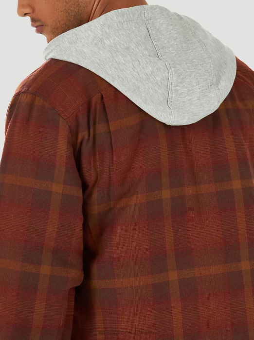 Authentics Quilted Flannel Shirt Jacket Men Wrangler RHXV393 Clothing Red (ZHEEPAE)