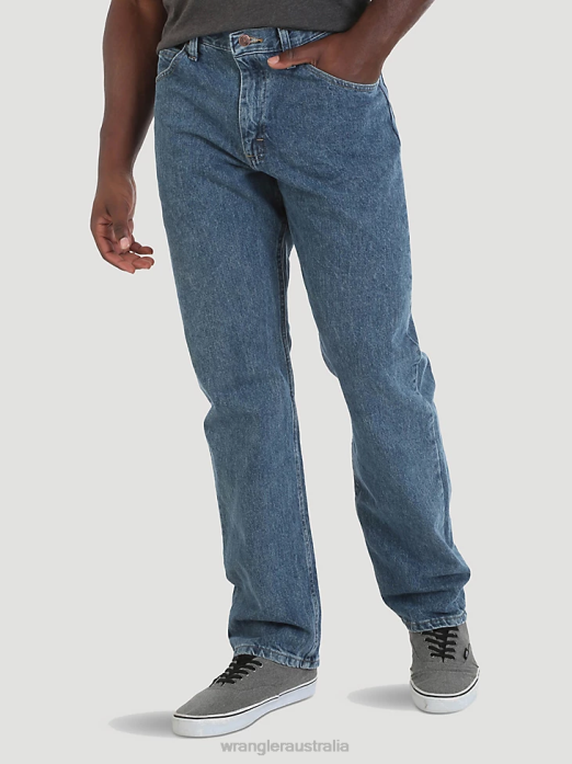Authentics Relaxed Fit Cotton Jean Men Wrangler RHXV111 Clothing Vintage Stone (10ZM200VS)