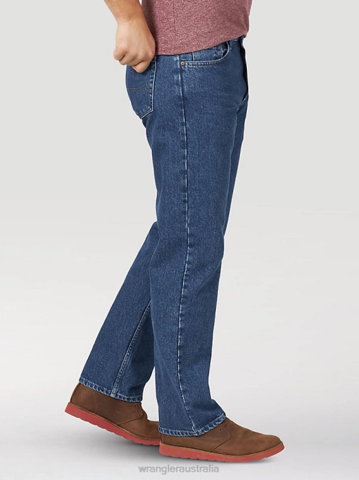 Authentics Relaxed Fit Cotton Jean Men Wrangler RHXV117 Clothing Stonewash Dark (10ZM200SW)