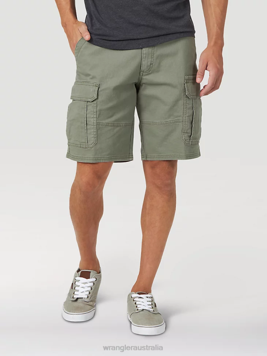 Authentics Stretch Cargo Short Men Wrangler RHXV556 Clothing Dusty Olive (10ZM6ACDO)