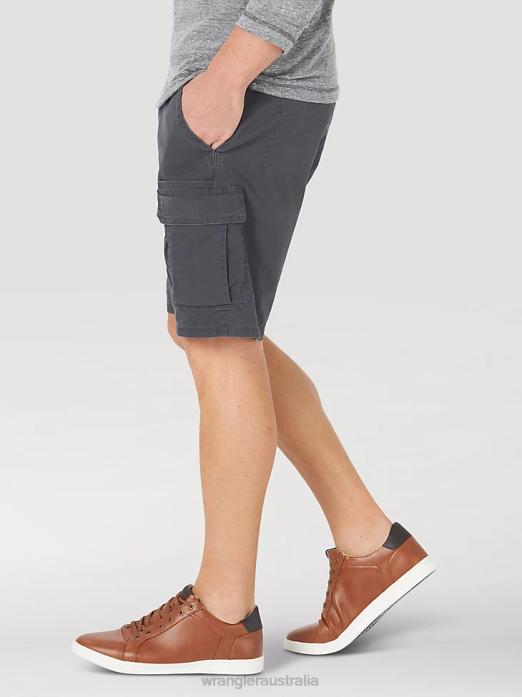 Authentics Stretch Cargo Short Men Wrangler RHXV559 Clothing Anthracite (10ZM6ACAH)