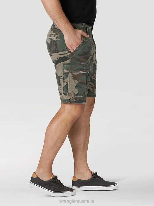 Authentics Stretch Cargo Short Men Wrangler RHXV561 Clothing Green Camo (10ZM6ACGB)