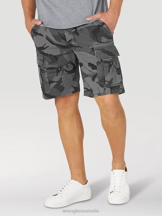 Authentics Stretch Cargo Short Men Wrangler RHXV562 Clothing Anthracite Camo (10ZM6ACGL)