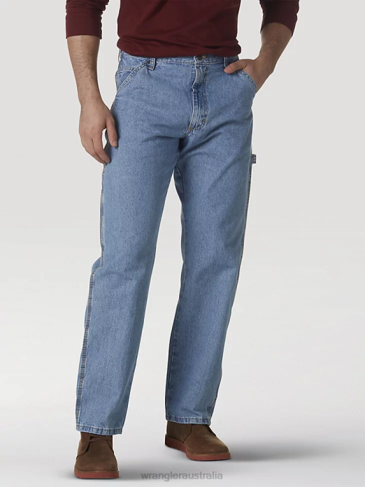 Carpenter Jean Men Wrangler RHXV95 Clothing Stone Bleach (MGW40SB)
