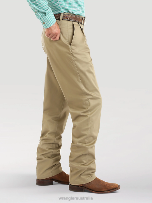 Casuals Pleated Front Relaxed Fit Pants Men Wrangler RHXV262 Clothing Khaki (00097KH)