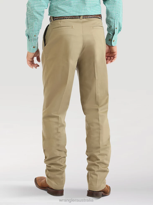 Casuals Pleated Front Relaxed Fit Pants Men Wrangler RHXV262 Clothing Khaki (00097KH)