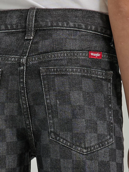 Checkered Denim Short Boys Wrangler RHXV1037 Clothing Black (112335594)