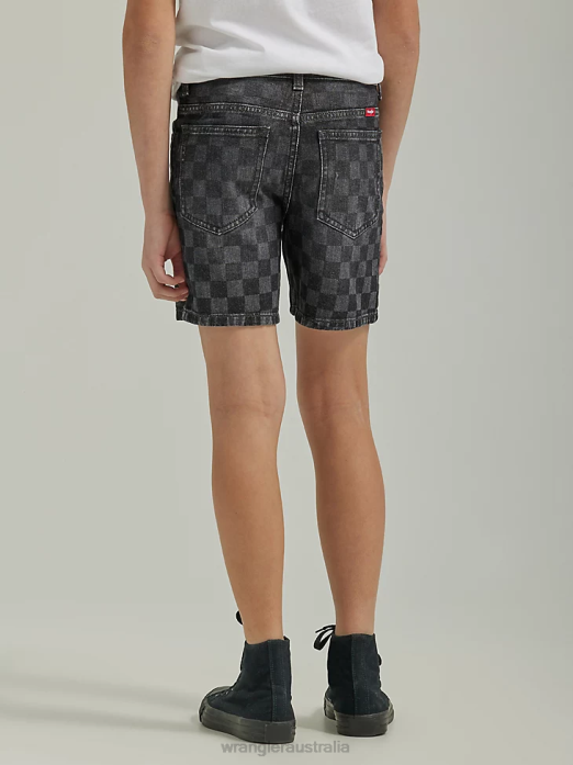 Checkered Denim Short Boys Wrangler RHXV1039 Clothing Black (112335595)