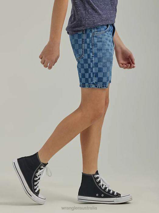 Checkered Denim Short Boys Wrangler RHXV1040 Clothing Indigo (112335592)