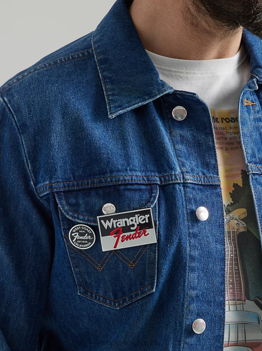 Classic Denim Trucker Jacket Men Wrangler RHXV611 Clothing Dark Wash (10MTJDWDW)