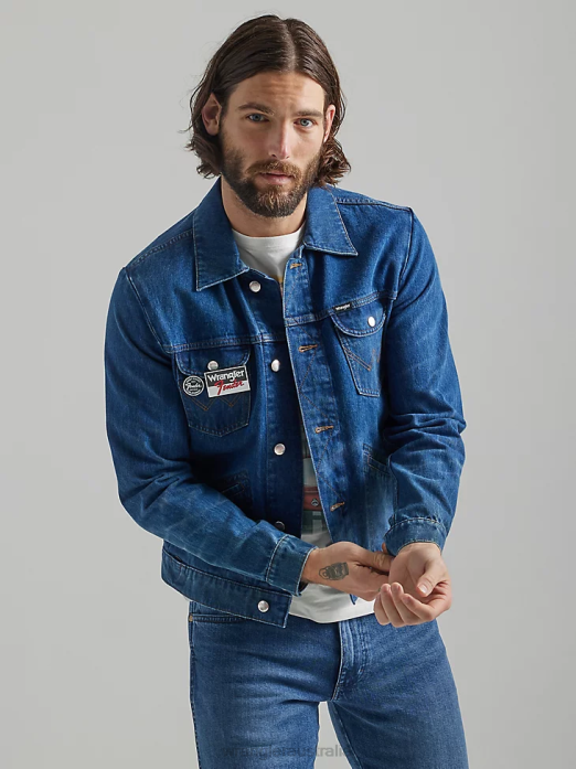 Classic Denim Trucker Jacket Men Wrangler RHXV611 Clothing Dark Wash (10MTJDWDW)