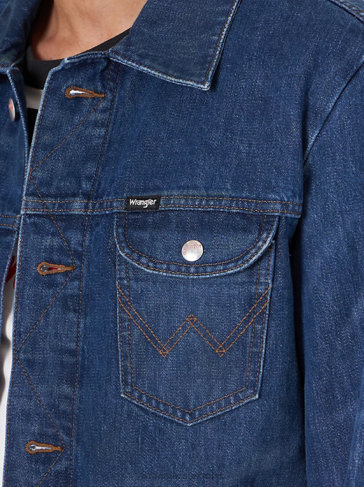 Classic Denim Trucker Jacket Men Wrangler RHXV611 Clothing Dark Wash (10MTJDWDW)