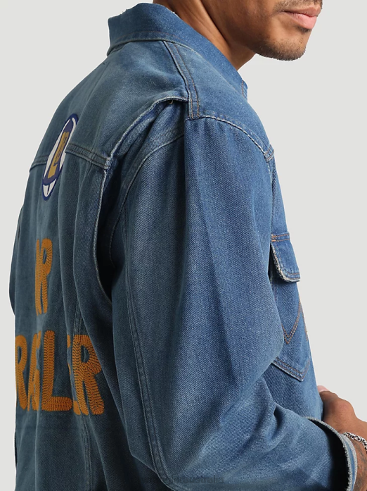 Classic Denim Trucker Jacket Men Wrangler RHXV611 Clothing Dark Wash (10MTJDWDW)