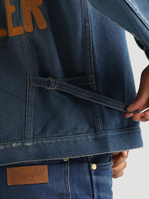 Classic Denim Trucker Jacket Men Wrangler RHXV611 Clothing Dark Wash (10MTJDWDW)