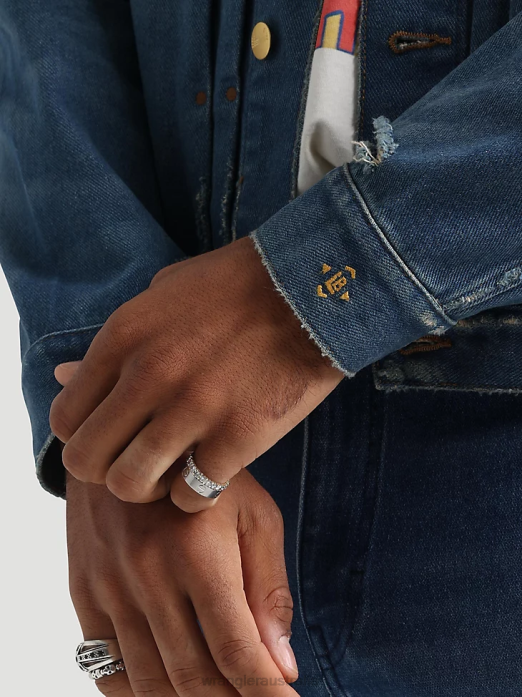 Classic Denim Trucker Jacket Men Wrangler RHXV611 Clothing Dark Wash (10MTJDWDW)