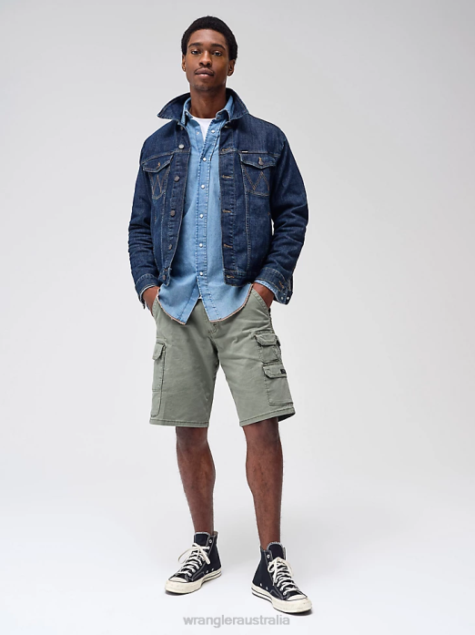 Classic Denim Trucker Jacket Men Wrangler RHXV611 Clothing Dark Wash (10MTJDWDW)