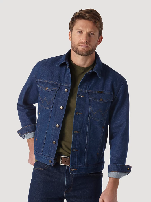 Classic Denim Trucker Jacket Men Wrangler RHXV611 Clothing Dark Wash (10MTJDWDW)