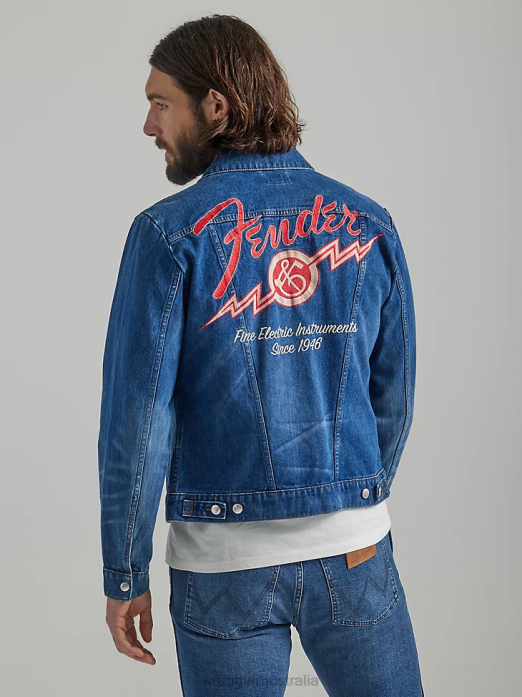 Classic Denim Trucker Jacket Men Wrangler RHXV611 Clothing Dark Wash (10MTJDWDW)