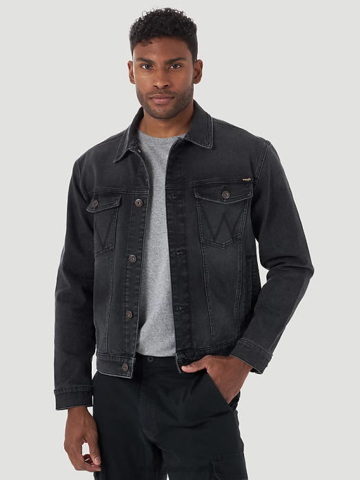Classic Denim Trucker Jacket Men Wrangler RHXV613 Clothing Black (MTJDABK)