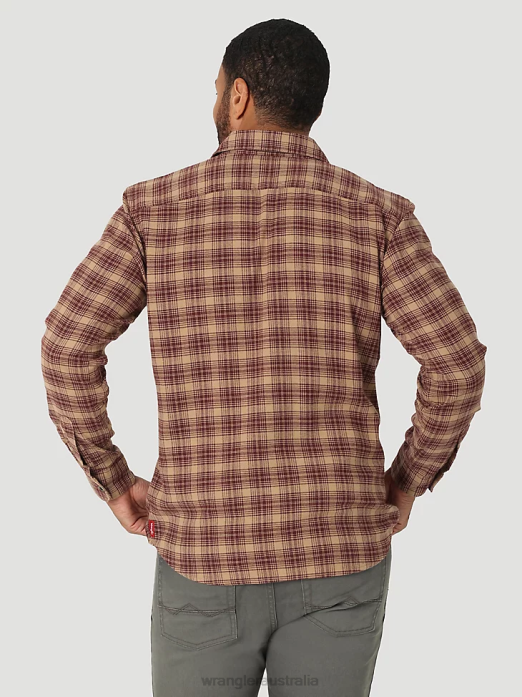 Cloud Flannel Free To Stretch Shirt Men Wrangler RHXV382 Clothing Petrified Oak (112324448)