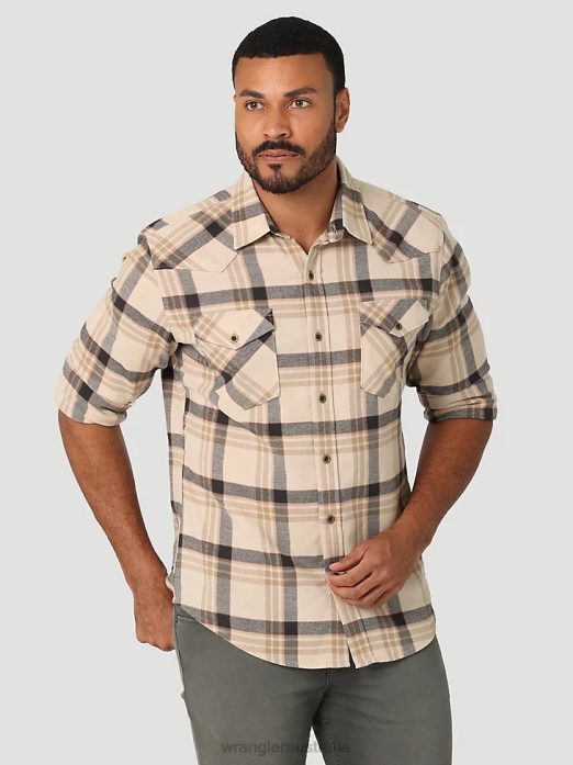 Cloud Flannel Free To Stretch Shirt Men Wrangler RHXV384 Clothing Oak (112324447)