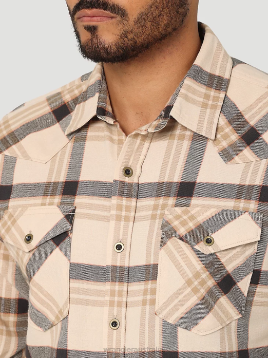 Cloud Flannel Free To Stretch Shirt Men Wrangler RHXV384 Clothing Oak (112324447)