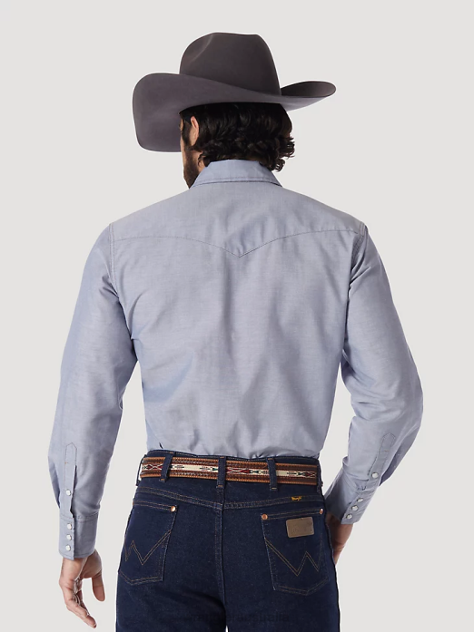 Cowboy Cut Work Western Rigid Denim Long Sleeve Shirt Men Wrangler RHXV440 Clothing Chambray (70130MW)