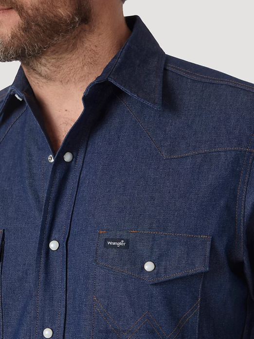 Cowboy Wash Plaid Shirt Men Wrangler RHXV409 Clothing Aura Orange (112330917)